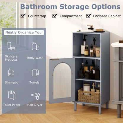 Bathroom Floor Cabinet With Glass Door Adjustable
