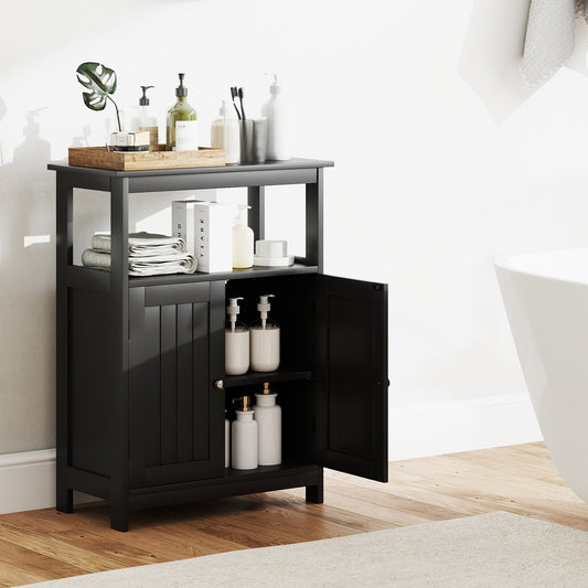 Mueble de Baño de Piso con Compartimento Abierto - Negro