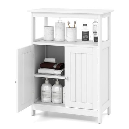 Bathroom Floor Cabinet Freestanding Storage Organizer with Open Compartment-Black