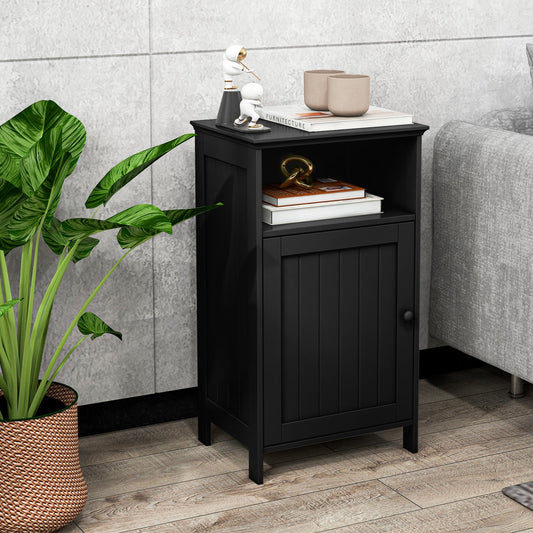 Armario de almacenamiento de pie para baño con estante ajustable - Negro