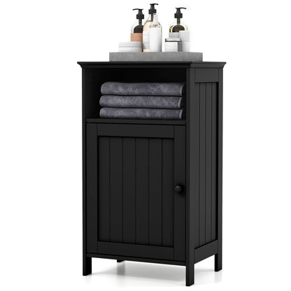 Armario de almacenamiento de pie para baño con estante ajustable - Negro