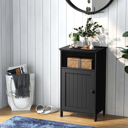 Armario de almacenamiento de pie para baño con estante ajustable - Negro