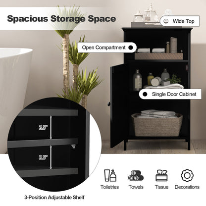 Armario de almacenamiento de pie para baño con estante ajustable - Negro
