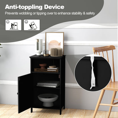 Armario de almacenamiento de pie para baño con estante ajustable - Negro