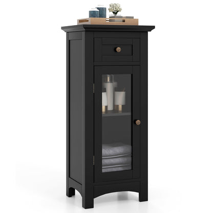 Mueble de almacenamiento de baño independiente con una puerta de cristal - Marrón
