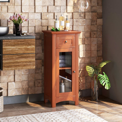 Mueble de almacenamiento de baño independiente con una puerta de cristal - Marrón