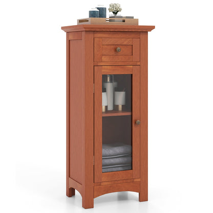 Mueble de almacenamiento de baño independiente con una puerta de cristal - Marrón