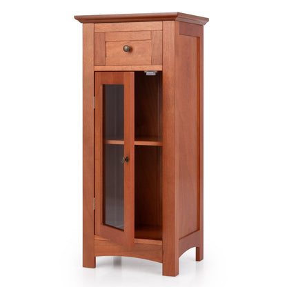 Mueble de almacenamiento de baño independiente con una puerta de cristal - Marrón
