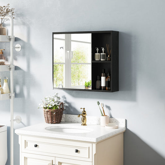 Bathroom Medicine Cabinet with Single Mirror Door-Black - Tampa Home & Garden Store
