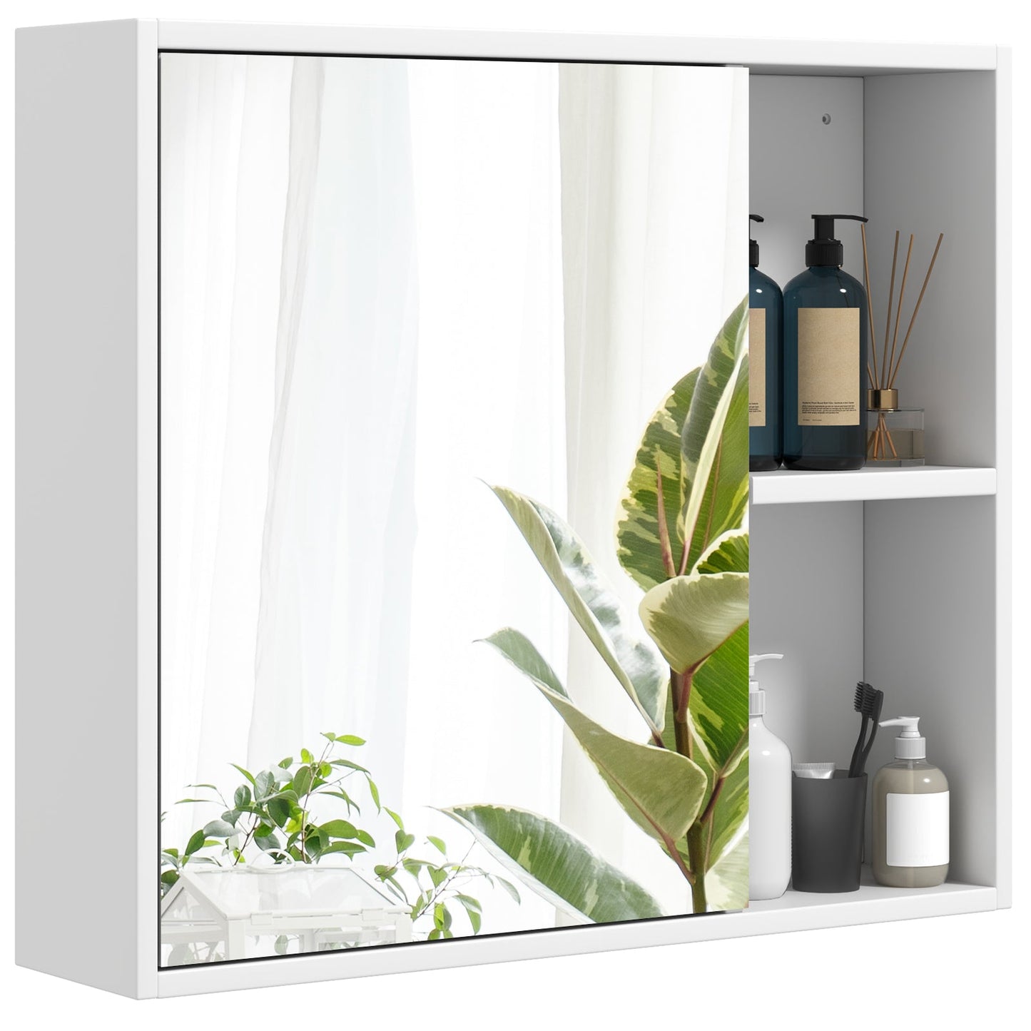 Botiquín de baño con puerta de espejo individual - Negro