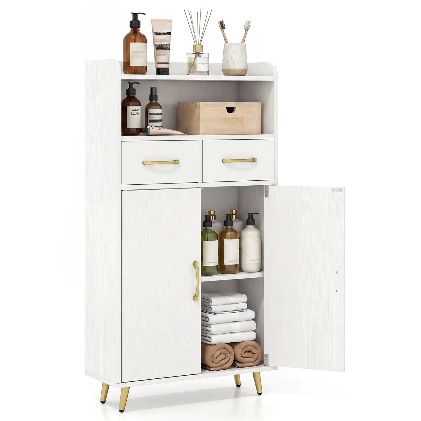 Bathroom Storage Cabinet With 2 Drawers and Doors
