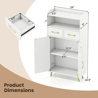 Bathroom Storage Cabinet With 2 Drawers and Doors