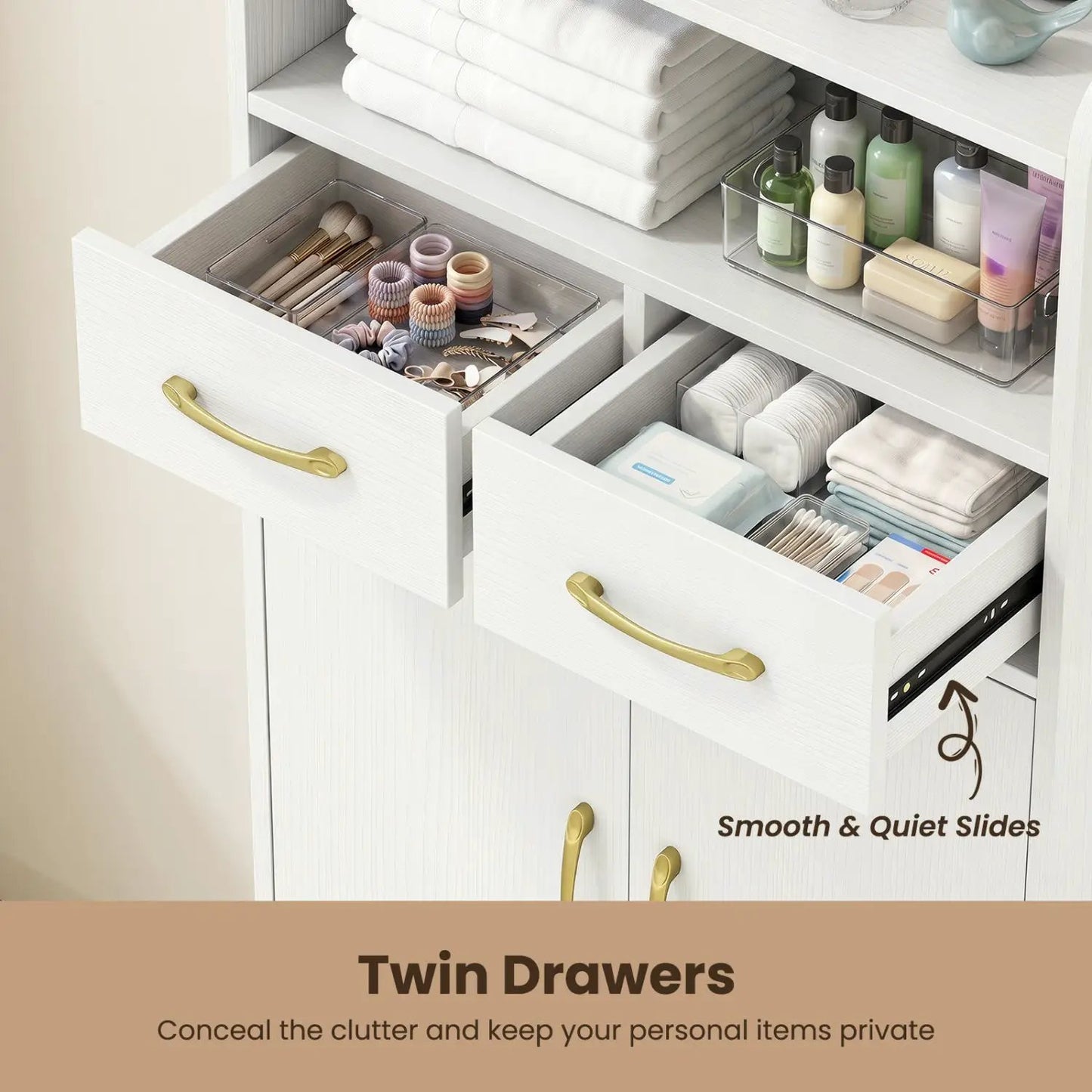 Bathroom Storage Cabinet With 2 Drawers and Doors