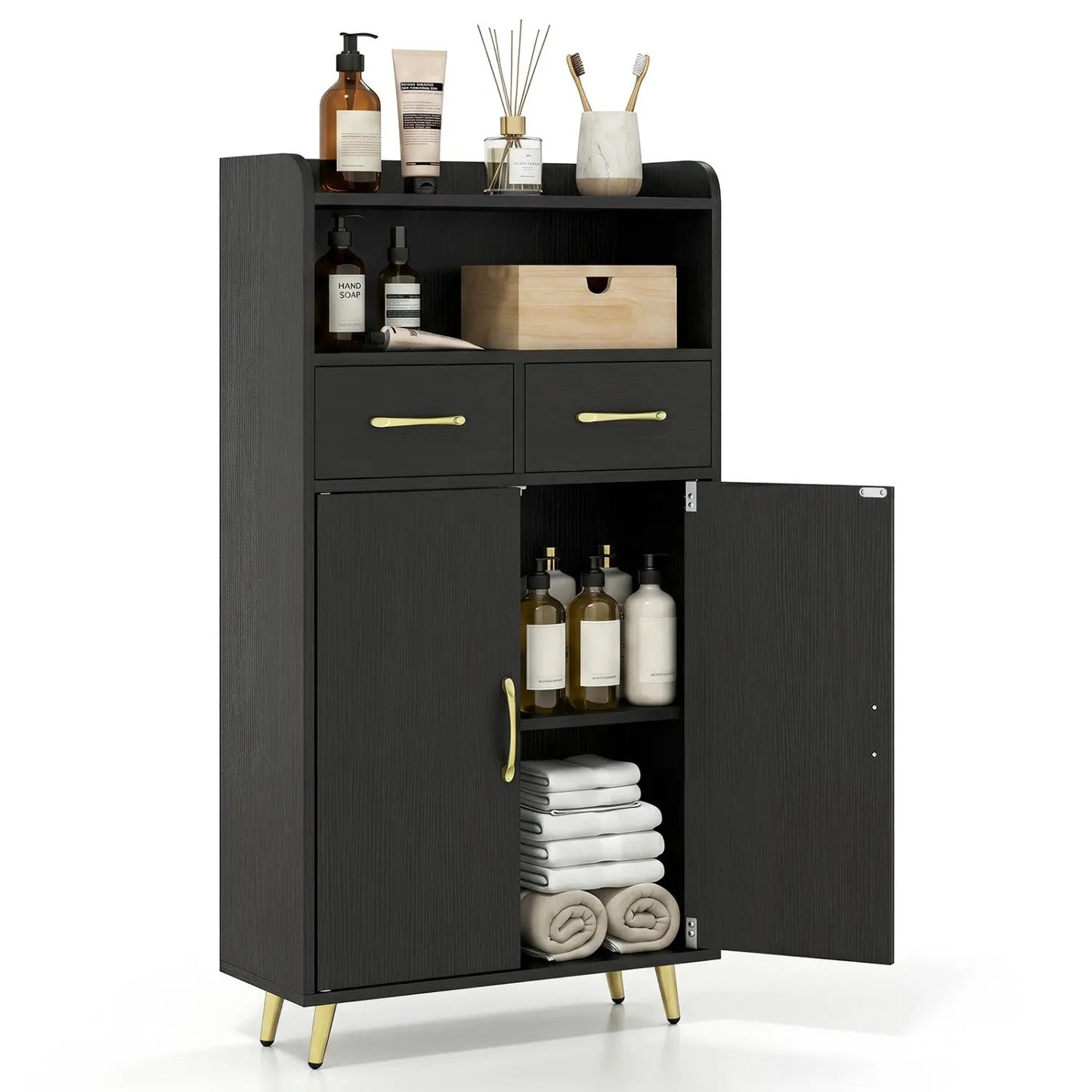 Bathroom Storage Cabinet With 2 Drawers and Doors