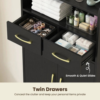 Bathroom Storage Cabinet With 2 Drawers and Doors