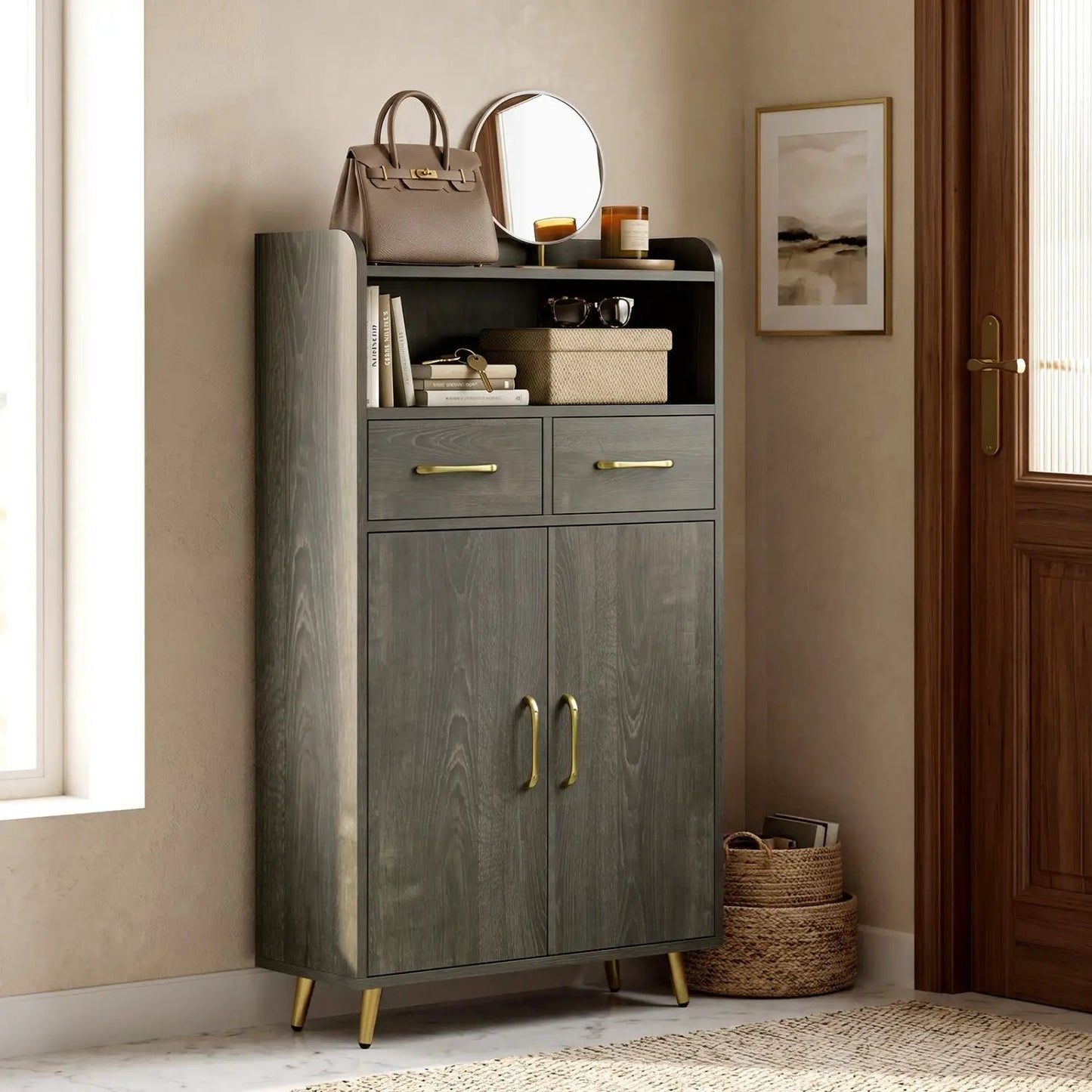 Bathroom Storage Cabinet With 2 Drawers and Doors