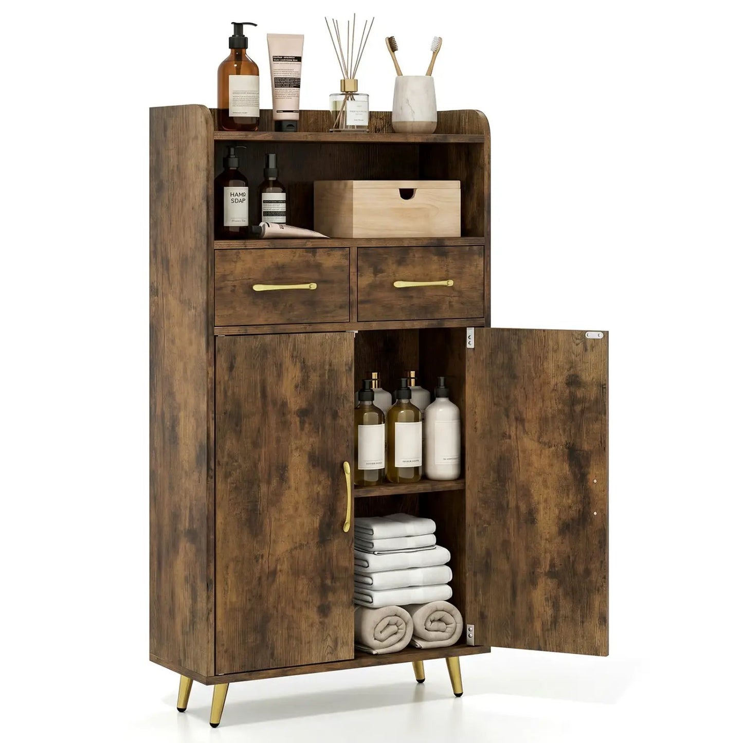 Bathroom Storage Cabinet With 2 Drawers and Doors