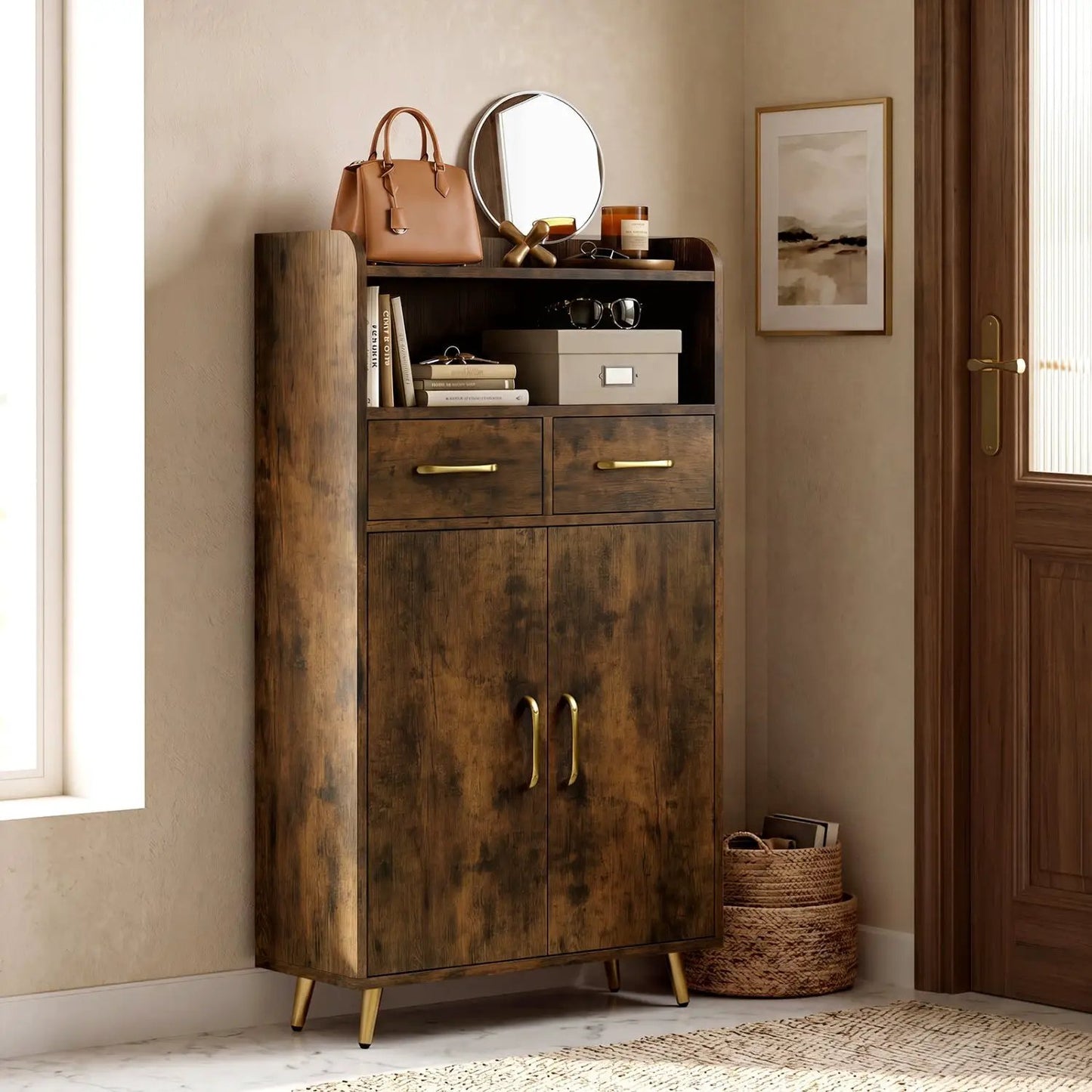 Bathroom Storage Cabinet With 2 Drawers and Doors