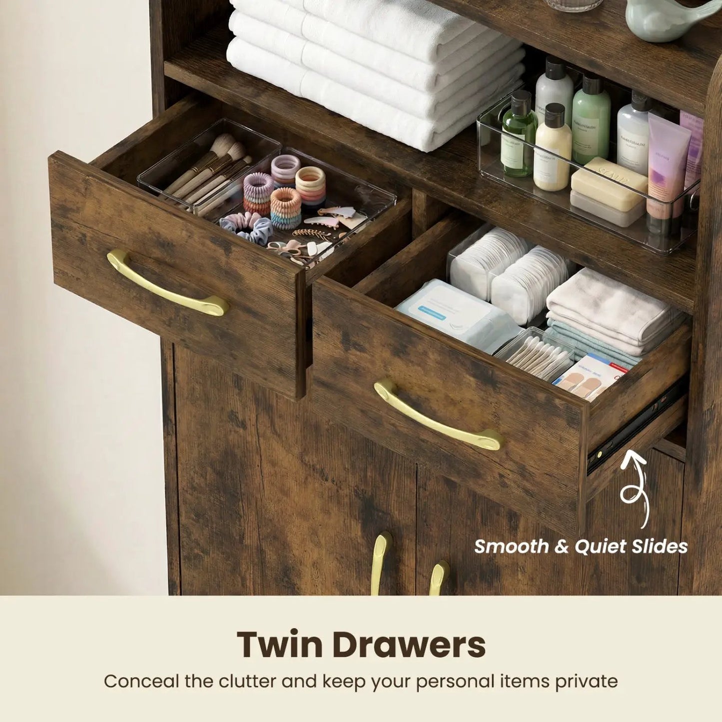 Bathroom Storage Cabinet With 2 Drawers and Doors
