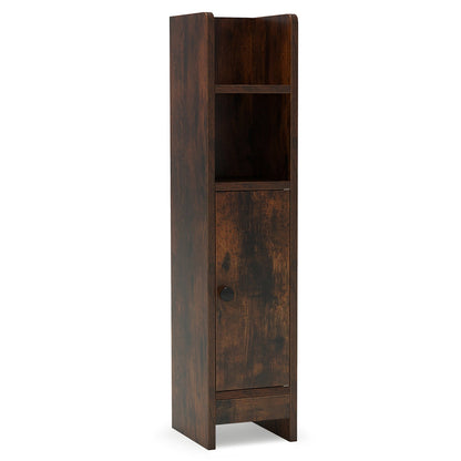 Bathroom Slim Cabinet Corner with Door and Adjustable Shelf-White