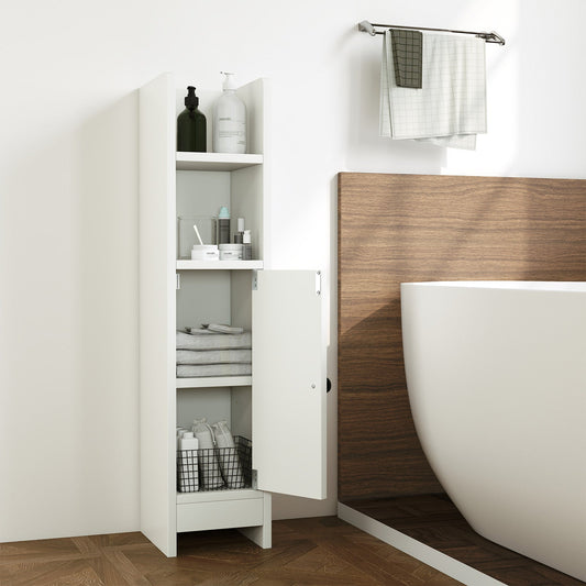 Armario delgado para baño de esquina con puerta y estante ajustable - Blanco
