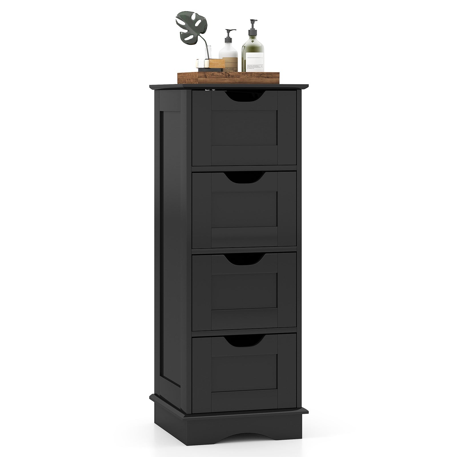 Bathroom storage cabinet with cutout handles, 4 drawers, dark finish by DirectDeals on Tampa Home & Garden Store