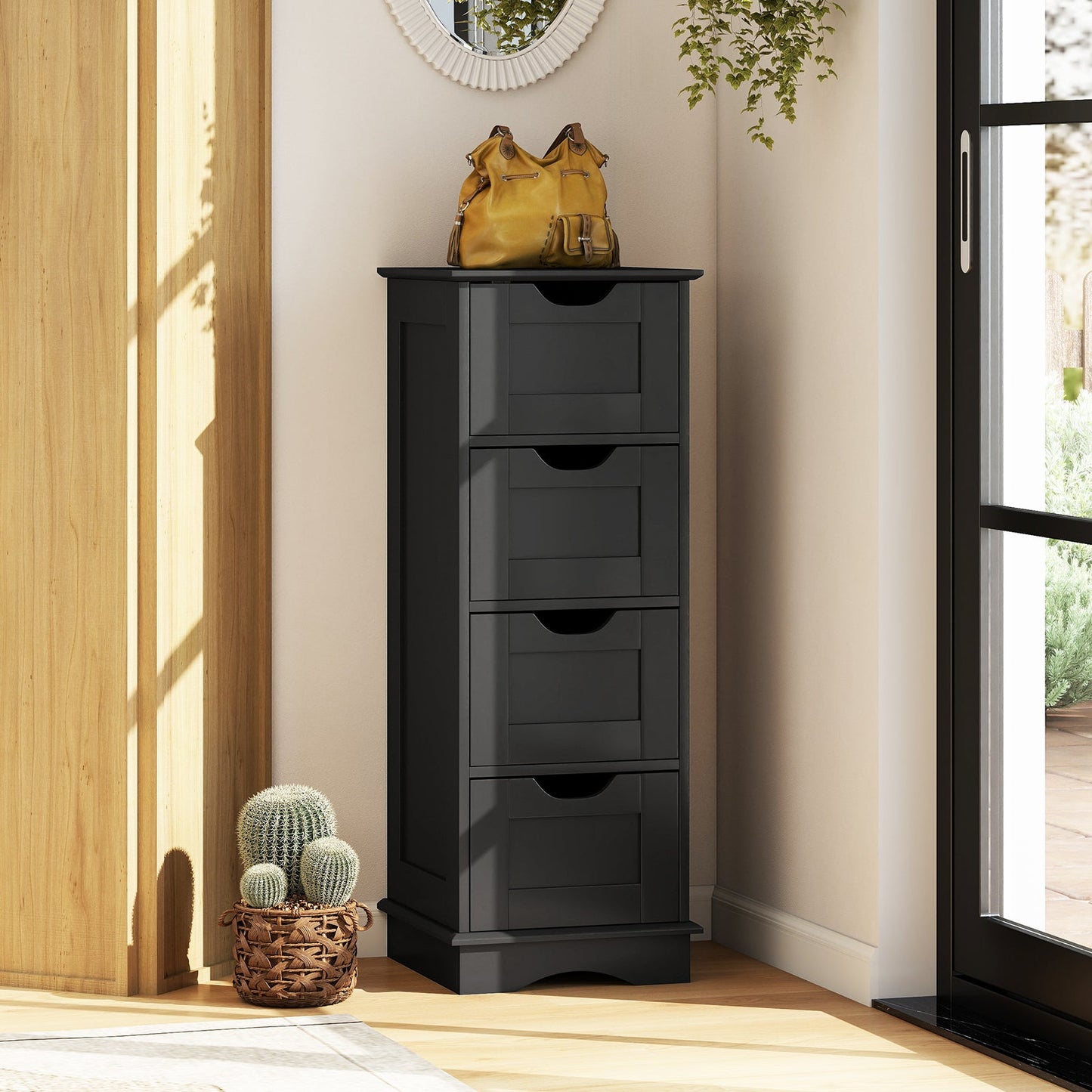 Bathroom storage cabinet charcoal gray with cutout handles, 4-drawer unit by DirectDeals on Tampa Home & Garden Store