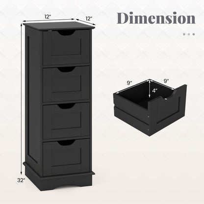 Bathroom storage cabinet DirectDeals black with cutout handles and 4 drawers 32in tall 12in wide on Tampa Home & Garden Store