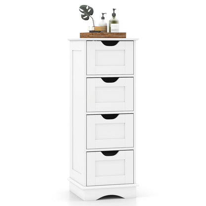 DirectDeals white bathroom storage cabinet with 4 drawers and black cutout handles, wood top on Tampa Home & Garden Store