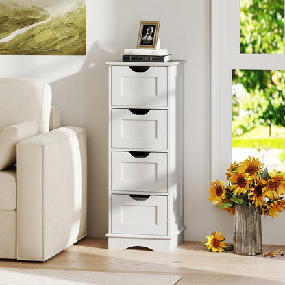 Bathroom storage cabinet DirectDeals white with cutout drawer handles, 4-drawer unit on Tampa Home & Garden Store