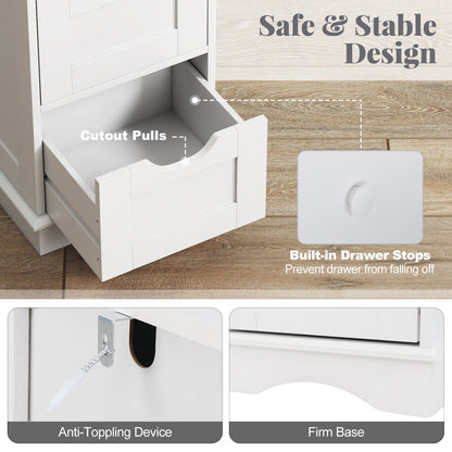 Bathroom storage cabinet with cutout handles and 4 drawers in white DirectDeals on Tampa Home & Garden Store