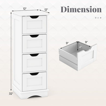 Bathroom Storage Cabinet with Cutout Handles and 4 Drawers white for organized bathroom storage on Tampa Home & Garden Store