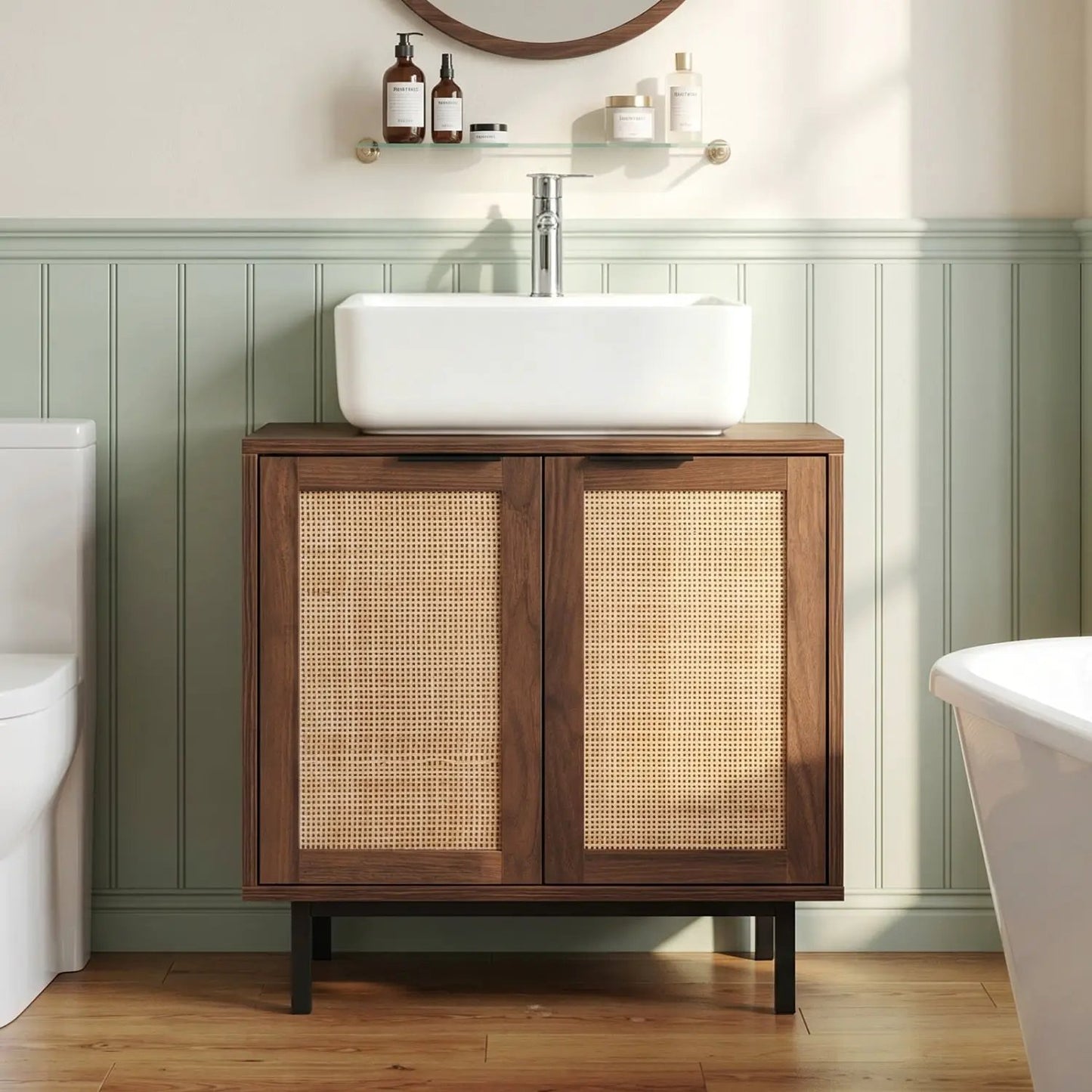 Bathroom Vanity Cabinet Rattan Doors U Cutout