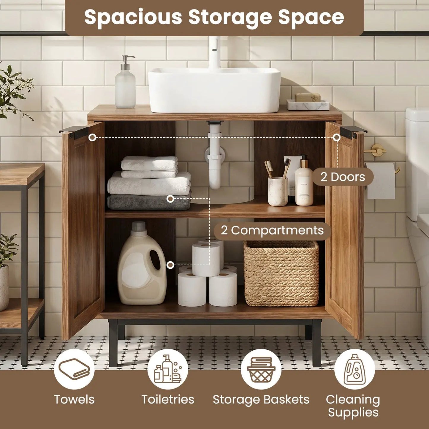 Bathroom Vanity Cabinet Rattan Doors U Cutout