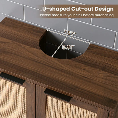 Bathroom Vanity Cabinet Rattan Doors U Cutout