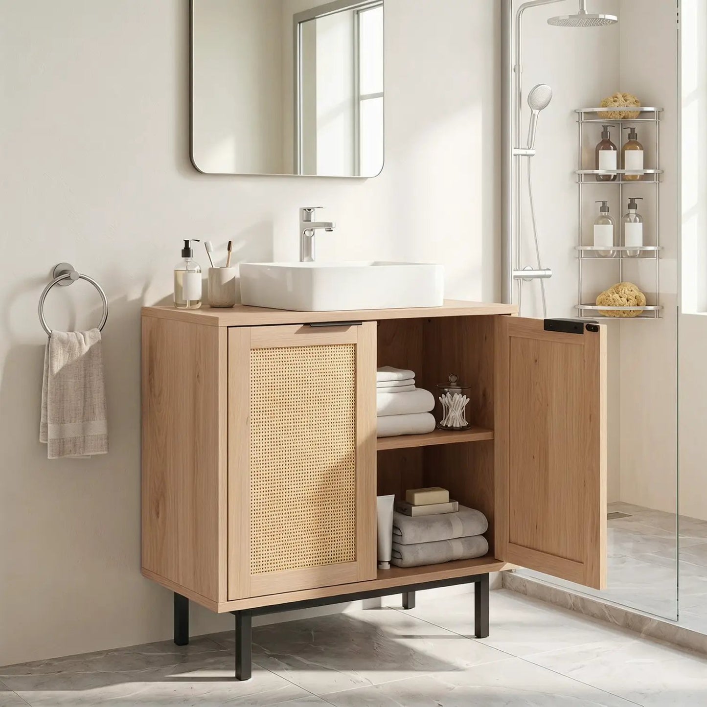 Bathroom Vanity Cabinet Rattan Doors U Cutout
