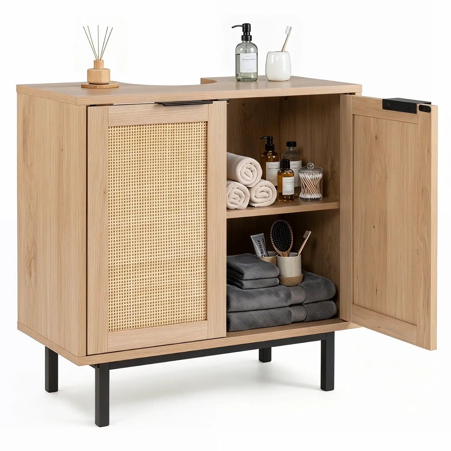 Bathroom Vanity Cabinet Rattan Doors U Cutout