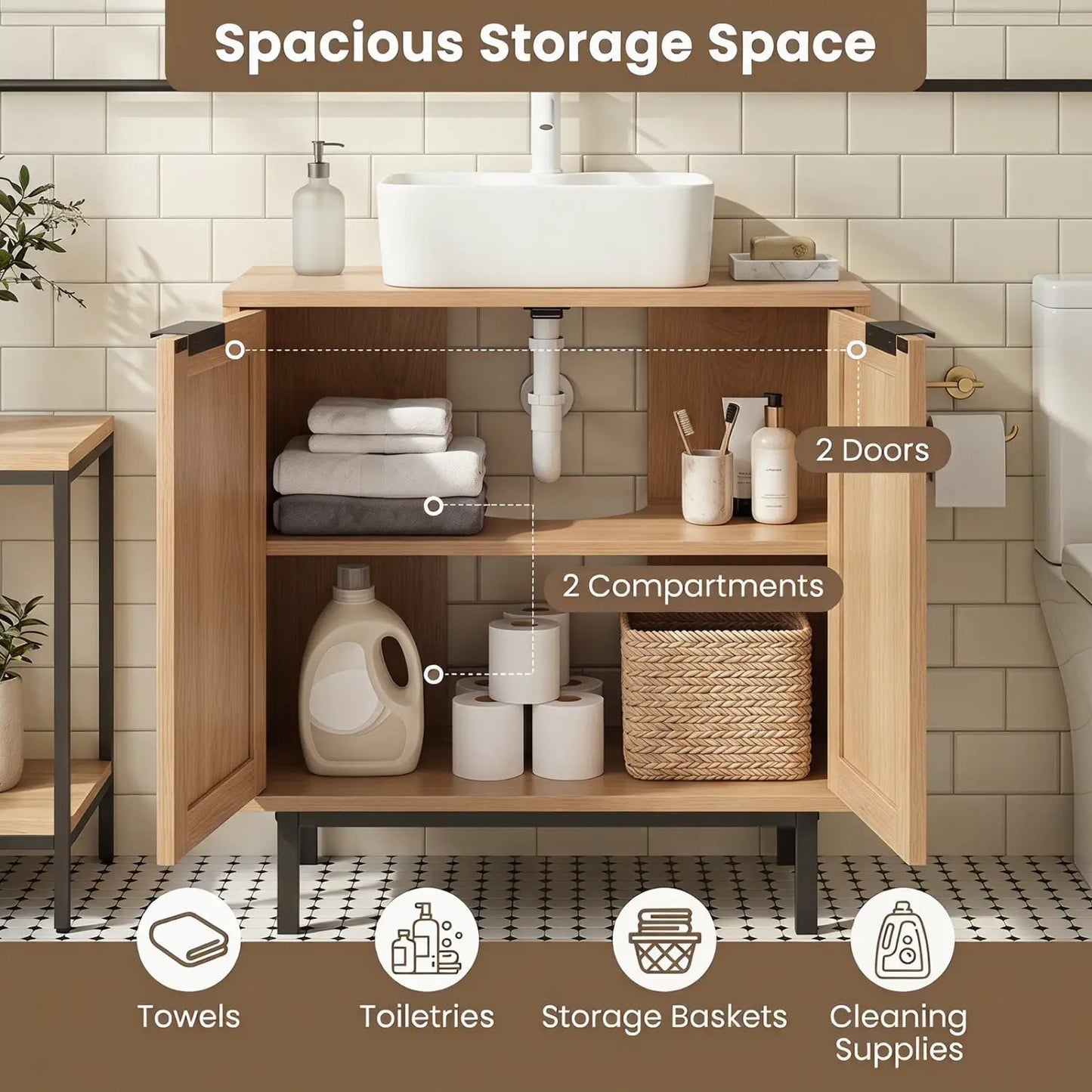 Bathroom Vanity Cabinet Rattan Doors U Cutout