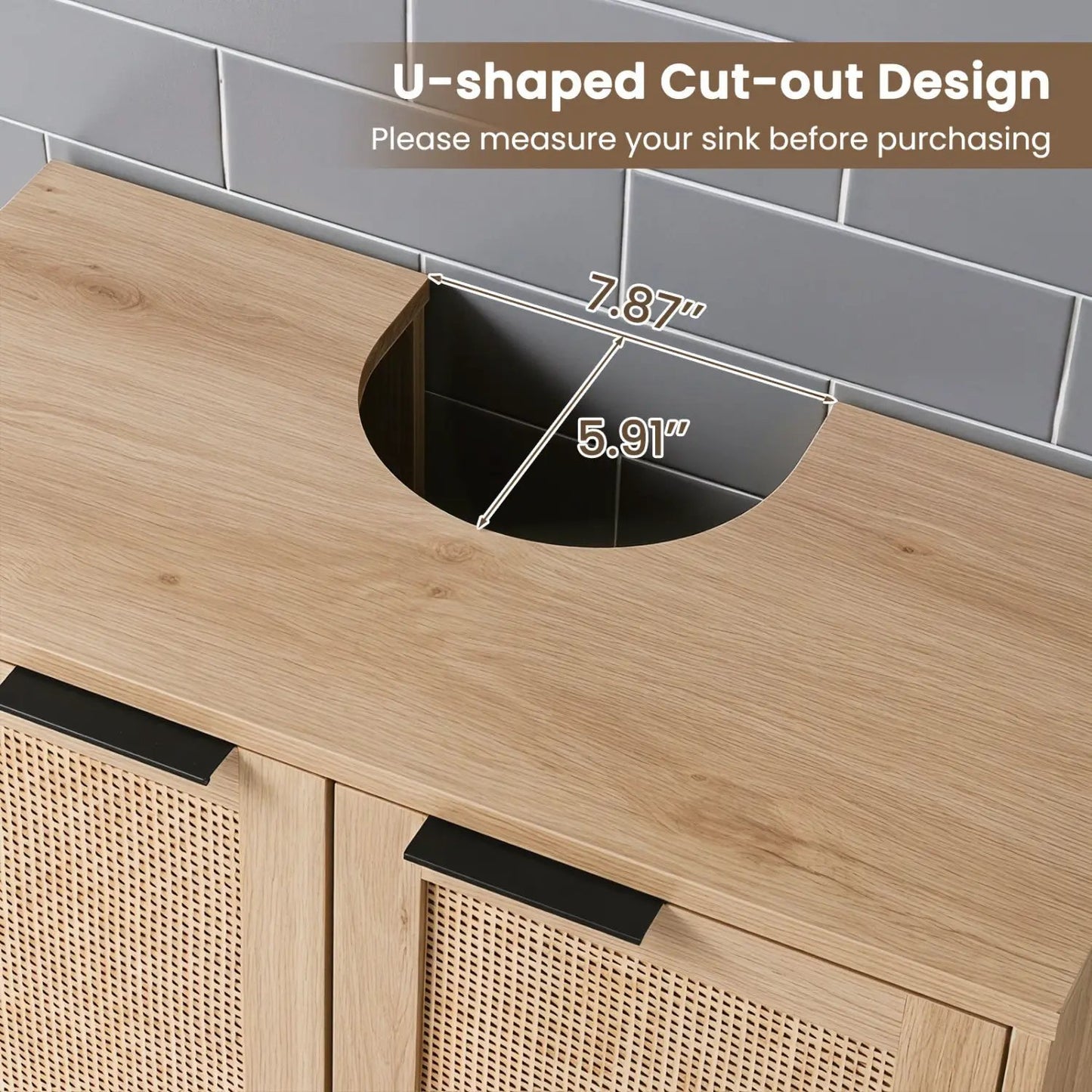 Bathroom Vanity Cabinet Rattan Doors U Cutout