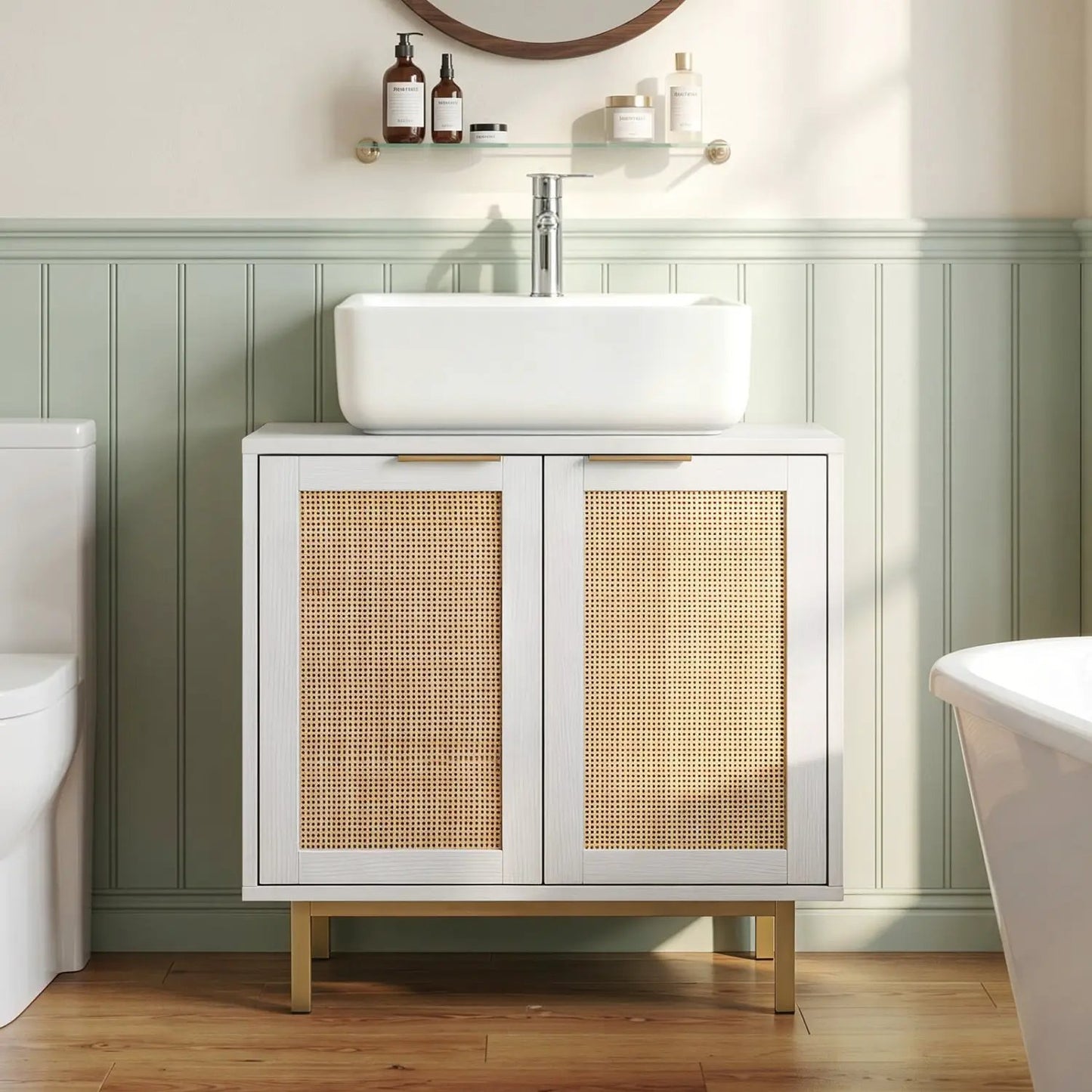 Bathroom Vanity Cabinet Rattan Doors U Cutout