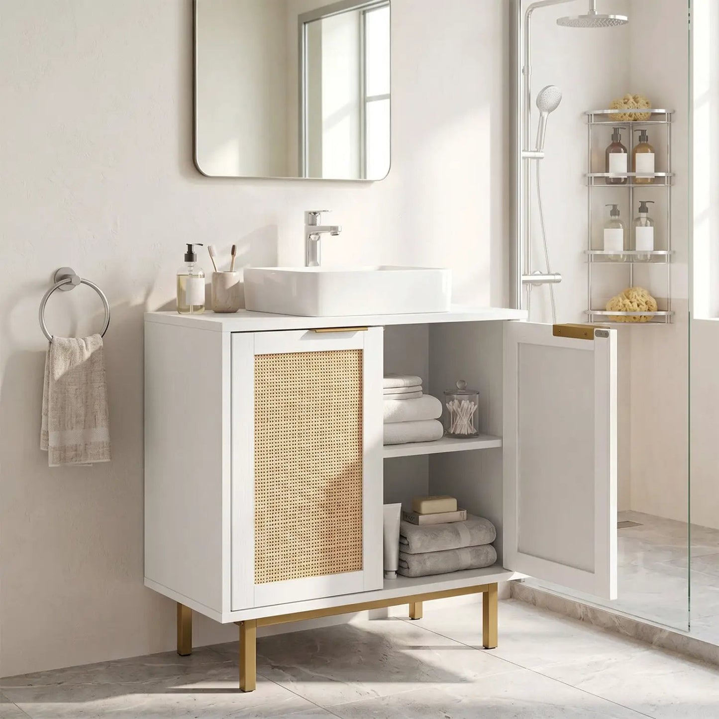 Bathroom Vanity Cabinet Rattan Doors U Cutout