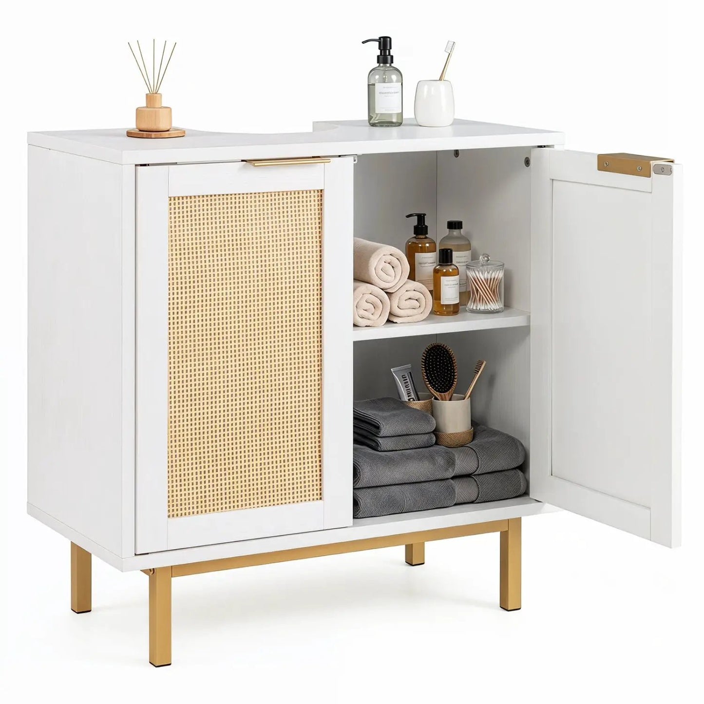 Bathroom Vanity Cabinet Rattan Doors U Cutout