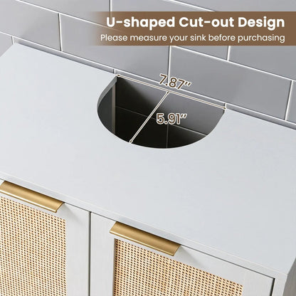 Bathroom Vanity Cabinet Rattan Doors U Cutout