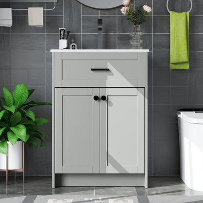 Mueble de baño con lavabo y 2 puertas - Gris