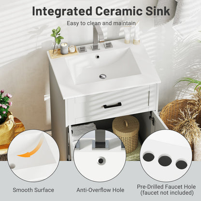 Mueble de baño con lavabo y 2 puertas - Gris