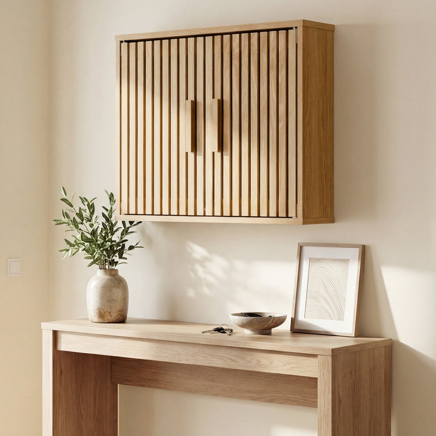 Bathroom Wall Cabinet with 2 slatted doors and 3-level adjustable shelves on Tampa Home & Garden Store