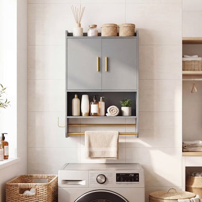 Bathroom Wall Cabinet and Towel Bars Wall Mounted