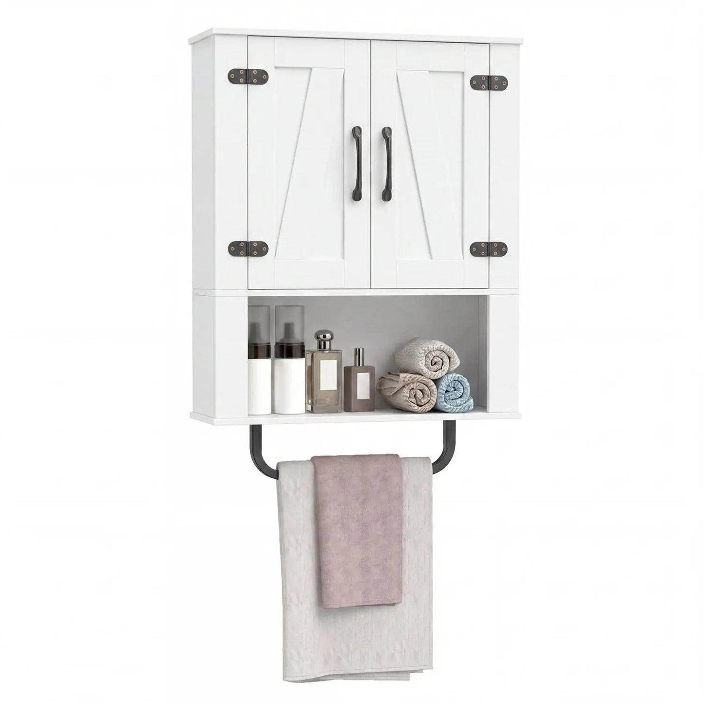 Bathroom Wall Cabinet With Barn Doors Towel Bar