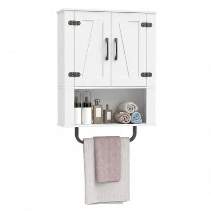 Bathroom Wall Cabinet With Barn Doors Towel Bar