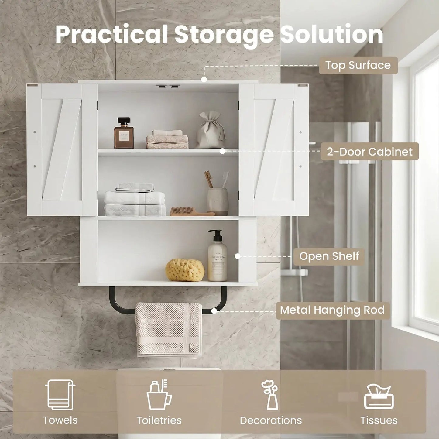 Bathroom Wall Cabinet With Barn Doors Towel Bar